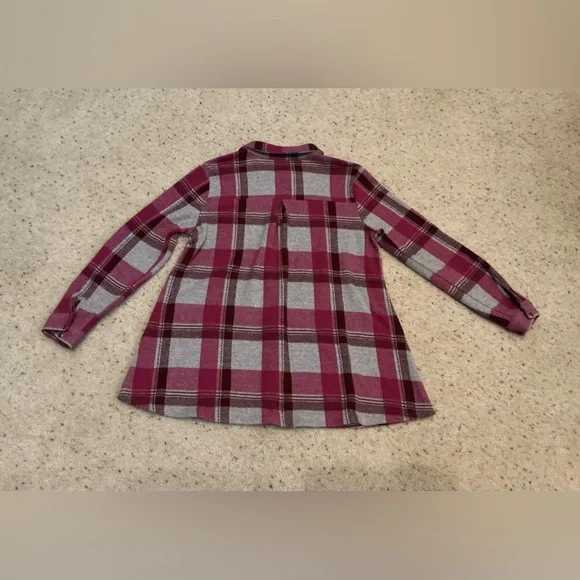 Soft Surroundings Pink and Gray Plaid Flannel Tunic - M - Picture 3 of 6